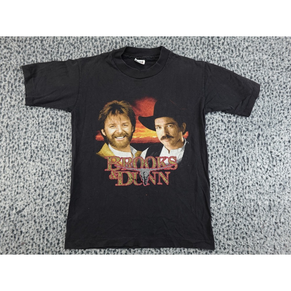 Anvil Brooks & Dunn T-Shirt Youth‎ L Black Vintage 90s Country Single Stitch